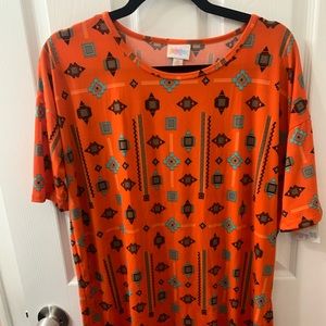 LulaRoe Irma NWT orange black turquoise tribal XS